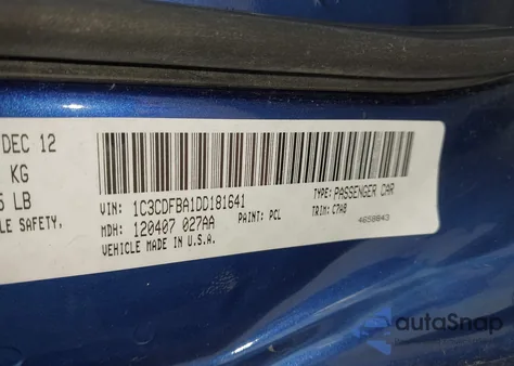 2013 Dodge Dart Rallye from USA, damaged, VIN 1C3CDFBA1DD181641